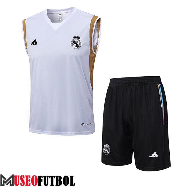 Camiseta Entrenamiento sin mangas + Cortos Real Madrid Blanco 2023/2024 -03