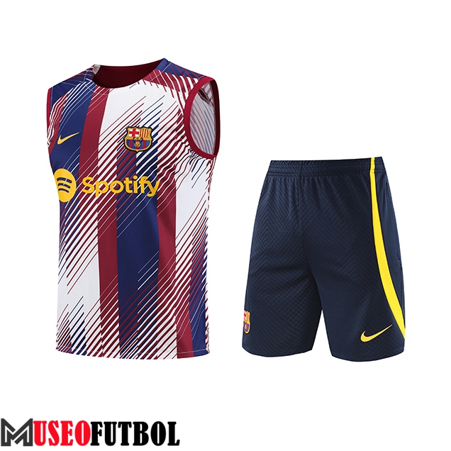 Camiseta Entrenamiento sin mangas + Cortos FC Barcelona Blanco/Azul/Rojo 2023/2024