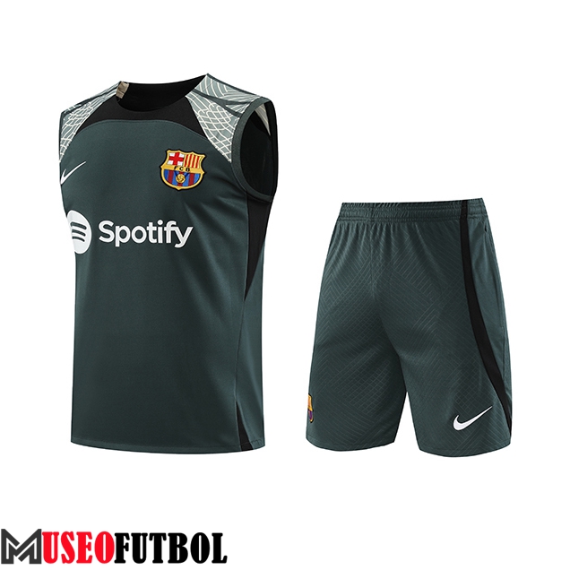 Camiseta Entrenamiento sin mangas + Cortos FC Barcelona Verde 2023/2024 -03