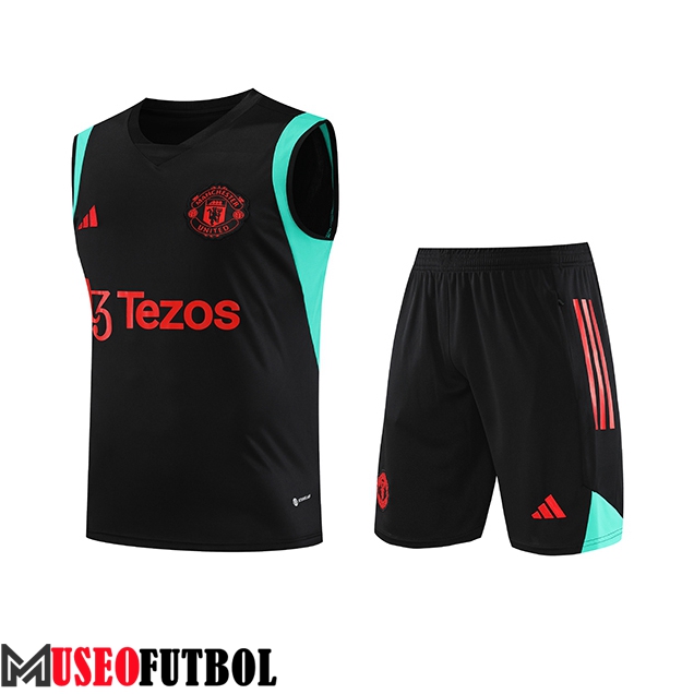 Camiseta Entrenamiento sin mangas + Cortos Manchester United Negro 2023/2024 -04