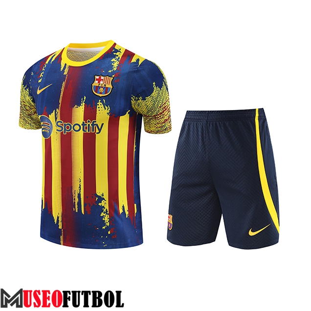 Camiseta Entrenamiento + Cortos Jordan FC Barcelona Rojo/Amarillo/Azul 2023/2024