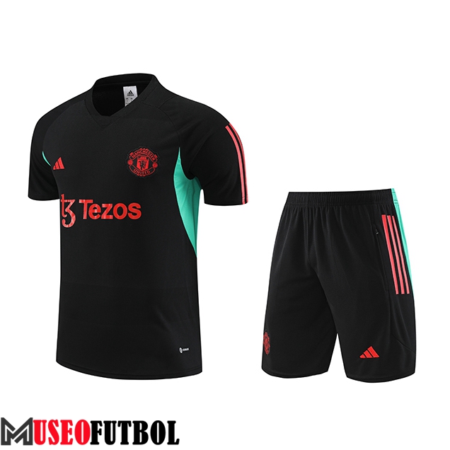 Camiseta Entrenamiento + Cortos Manchester United Negro 2023/2024 -03