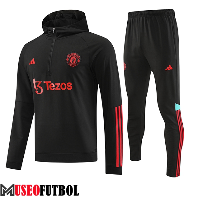 Chaqueta Con Capucha Chandal Manchester United Negro 2023/2024