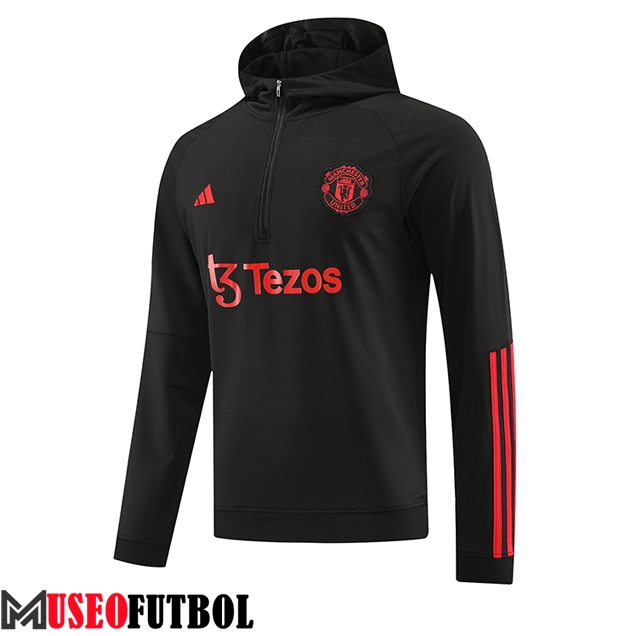 Sudadera De Entrenamiento Capucha Manchester United Negro 2023/2024