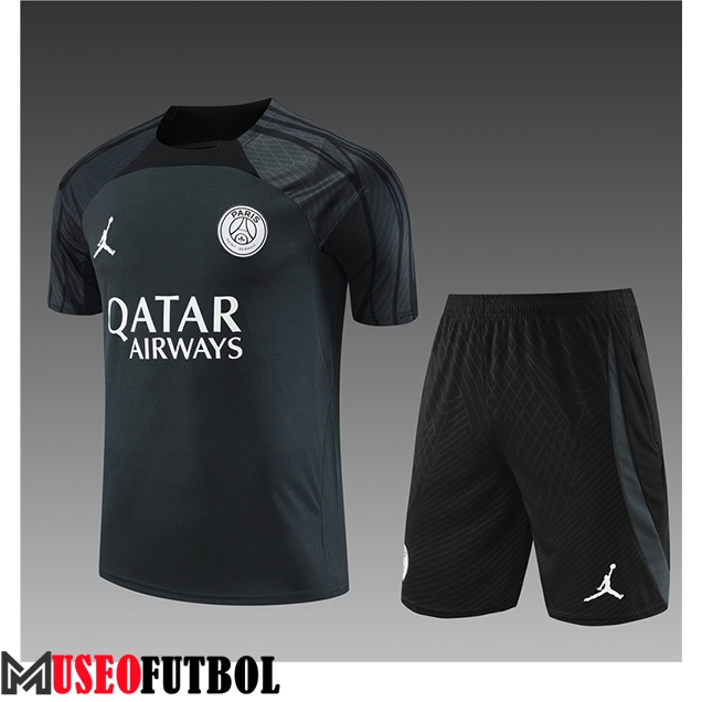 Camiseta Entrenamiento + Cortos Jordan Paris PSG Ninos Gris Oscuro 2023/2024