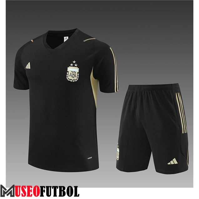 Camiseta Entrenamiento + Cortos Argentina Ninos Negro 2023/2024