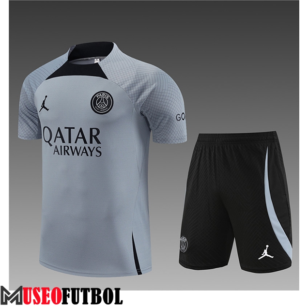 Camiseta Entrenamiento + Cortos Jordan Paris PSG Ninos Gris Claro 2023/2024