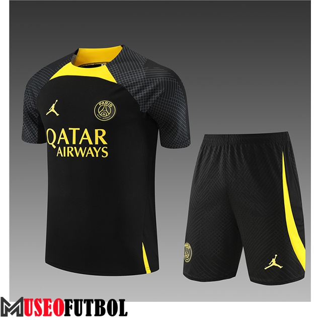 Camiseta Entrenamiento + Cortos Jordan Paris PSG Ninos Negro/Amarillo 2023/2024