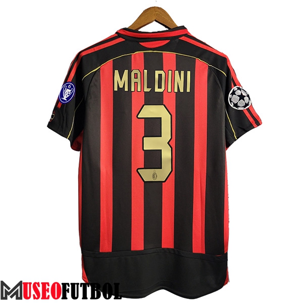 Camisetas De Futbol AC Milan Retro 3#MALDINI Primera Manga Largas 2006/2007