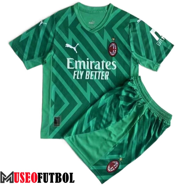 Camisetas De Futbol AC Milan Ninos Portero Verde 2023/2024