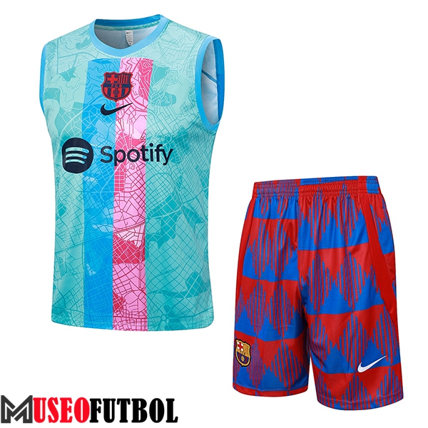 Camiseta Entrenamiento sin mangas + Cortos FC Barcelona Verde/Rosa 2023/2024