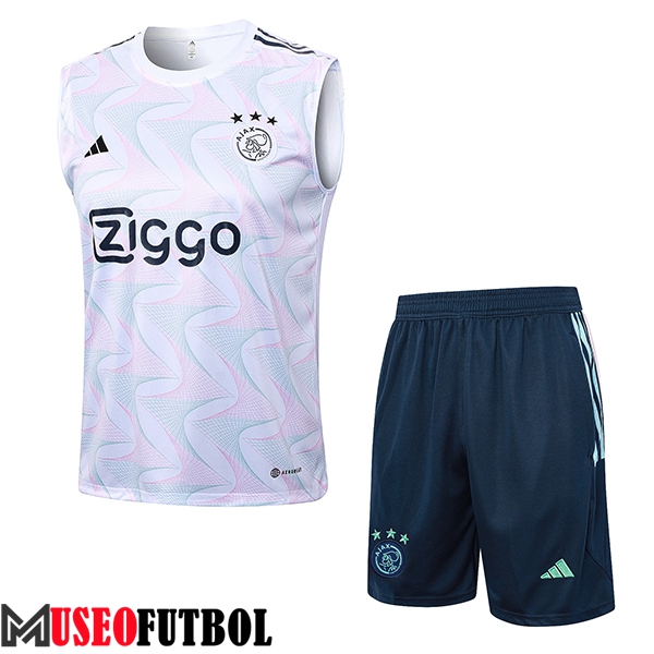 Camiseta Entrenamiento sin mangas + Cortos Ajax Blanco 2023/2024