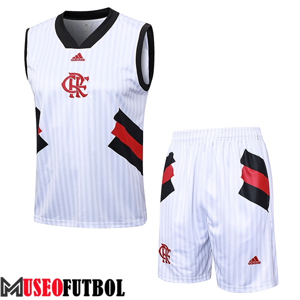 Camiseta Entrenamiento sin mangas + Cortos Flamengo Blanco 2023/2024 -03