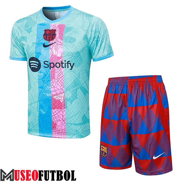 Camiseta Entrenamiento + Cortos FC Barcelona Verde/Rosa 2023/2024