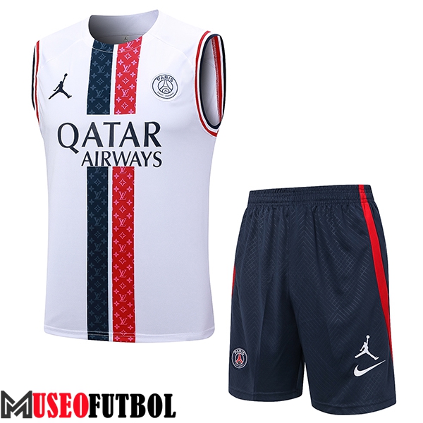 Camiseta Entrenamiento sin mangas + Cortos PSG Blanco 2023/2024