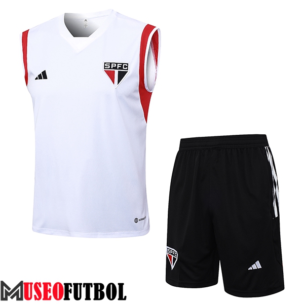 Camiseta Entrenamiento sin mangas + Cortos Sao Paulo FC Blanco 2023/2024 -02