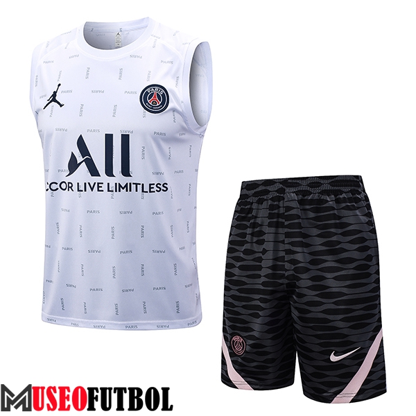 Camiseta Entrenamiento sin mangas + Cortos PSG Blanco 2023/2024 -02