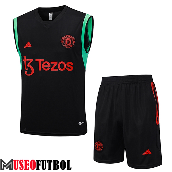 Camiseta Entrenamiento sin mangas + Cortos Manchester United Negro 2023/2024 -05