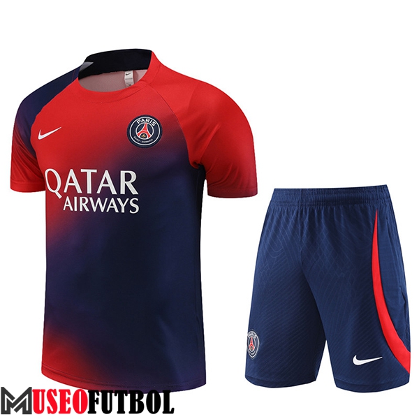 Camiseta Entrenamiento + Cortos PSG Rojo/Azul 2023/2024 -02