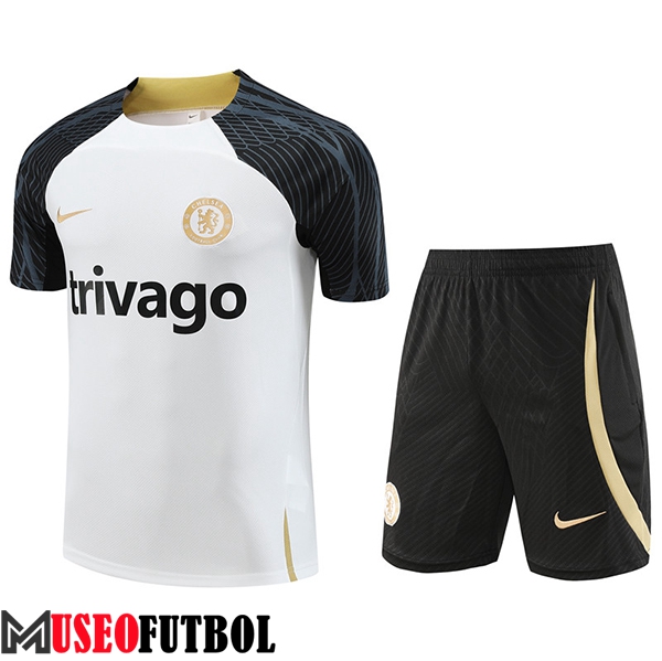 Camiseta Entrenamiento + Cortos FC Chelsea Blanco 2023/2024 -03