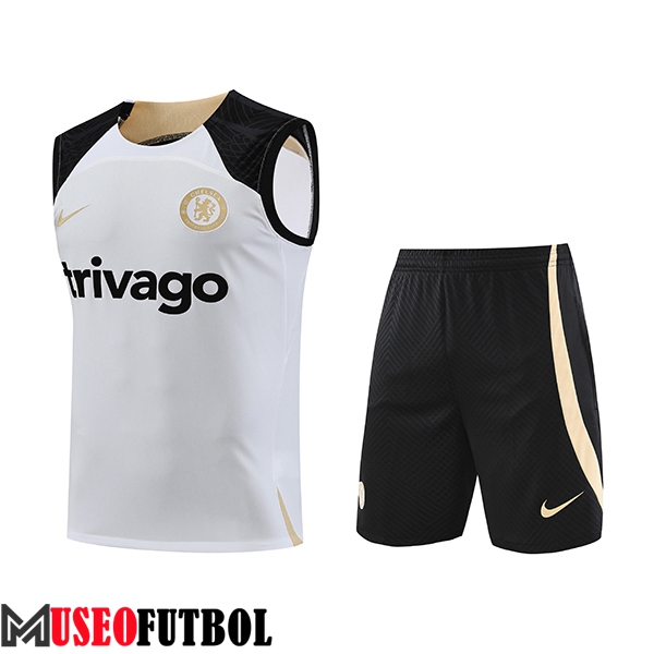 Camiseta Entrenamiento sin mangas + Cortos FC Chelsea Blanco 2023/2024 -03