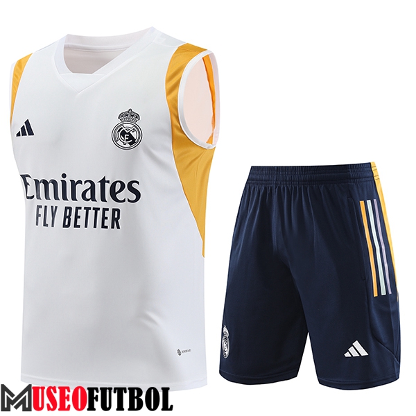 Camiseta Entrenamiento sin mangas + Cortos Real Madrid Blanco 2023/2024 -04