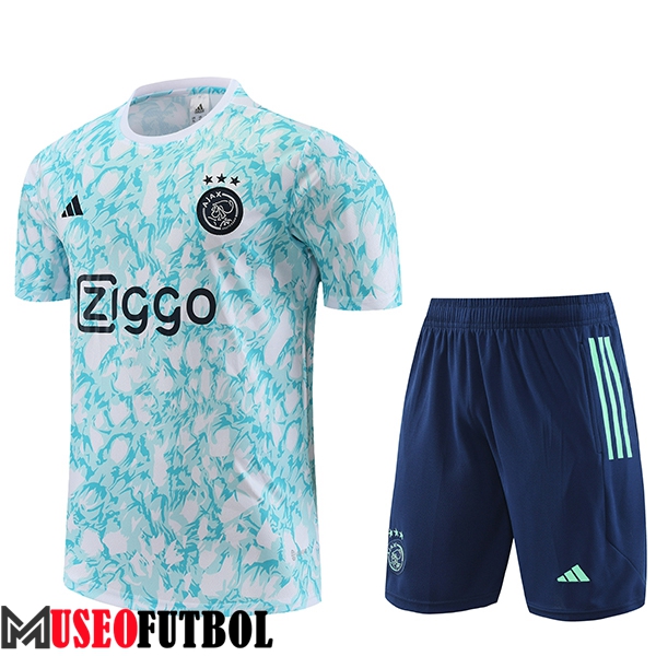 Camiseta Entrenamiento + Cortos Ajax Azul Claro 2023/2024 -02