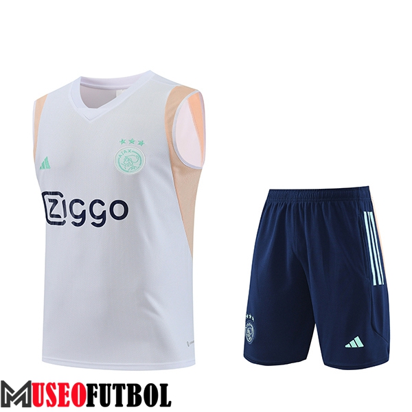 Camiseta Entrenamiento sin mangas + Cortos Ajax Blanco 2023/2024 -02