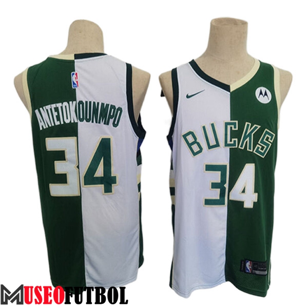 Camisetas Milwaukee Bucks (ANTETOKOUNMPO #34) 2023/24 Blanco/Verde