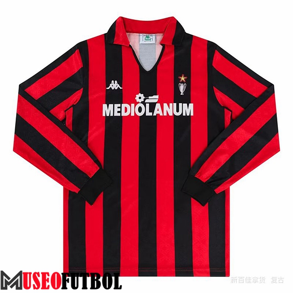 Camisetas De Futbol AC Milan Retro Primera Manga Largas 1989/1990