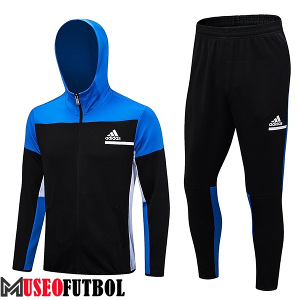 Chaqueta Con Capucha Chandal Rompevientos Adidas Negro/Azul 2023/2024