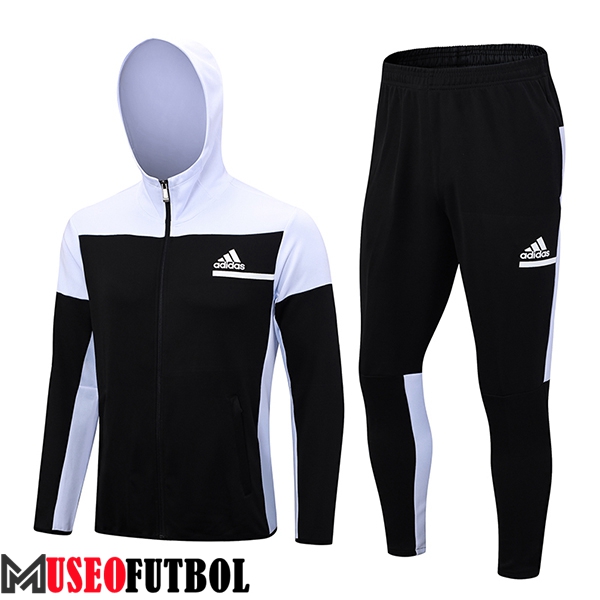 Chaqueta Con Capucha Chandal Rompevientos Adidas Negro/Blanco 2023/2024