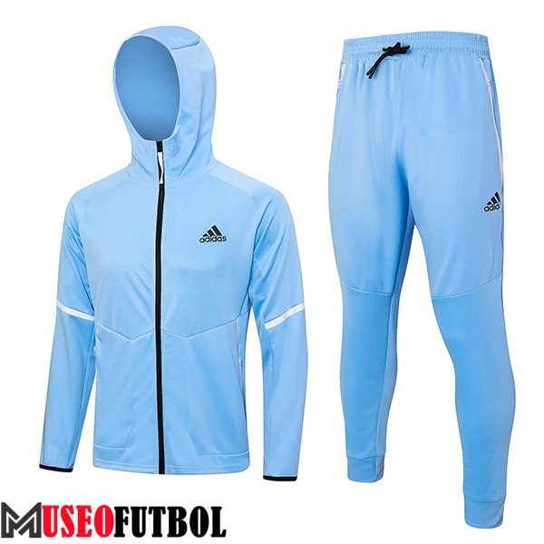 Chaqueta Con Capucha Chandal Rompevientos Adidas Azul Claro 2023/2024