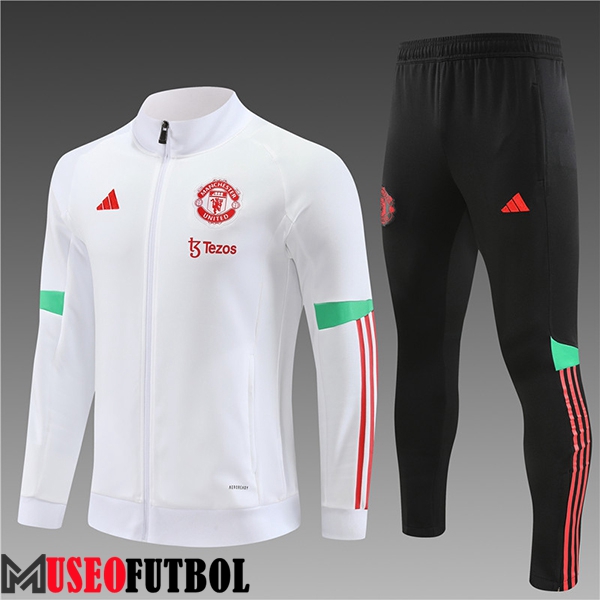 Chandal Equipos De Futbol - Chaqueta Manchester United Ninos Blanco 2023/2024