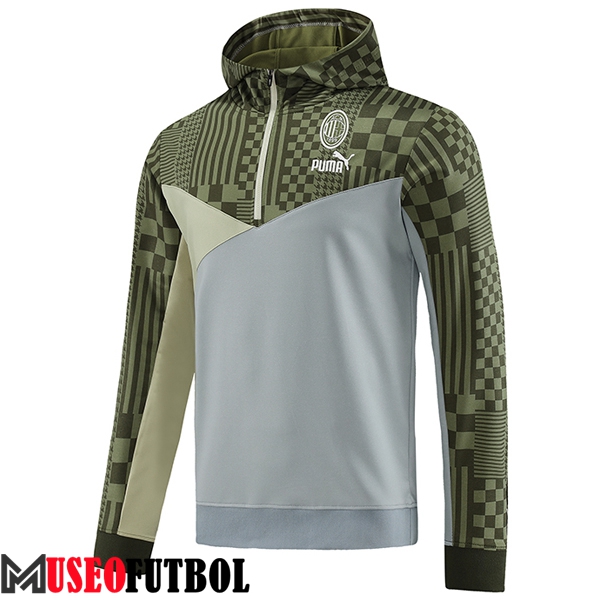 Sudadera De Entrenamiento Capucha AC Milan Verde/Gris 2023/2024