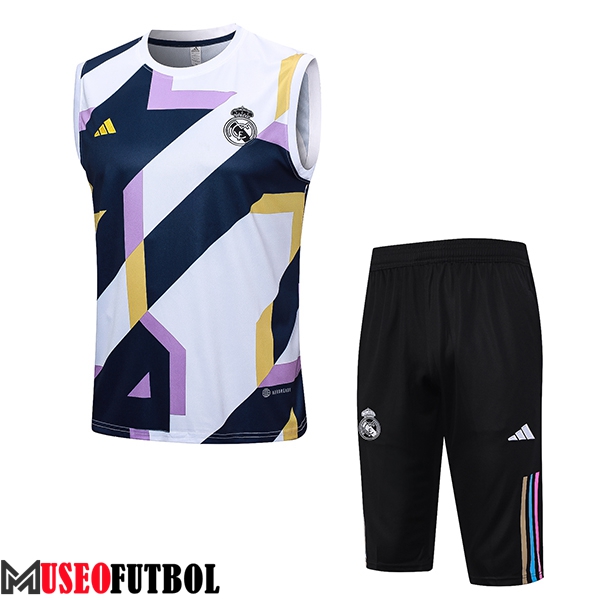 Camiseta Entrenamiento sin mangas + Cortos Real Madrid Blanco 2023/2024 -05