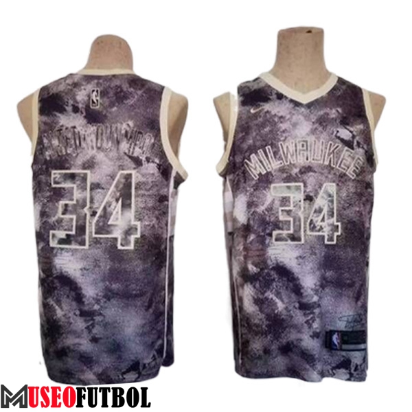 Camisetas Milwaukee Buckss (ANTETOKOUNMPO #34) 2023/24 Violeta