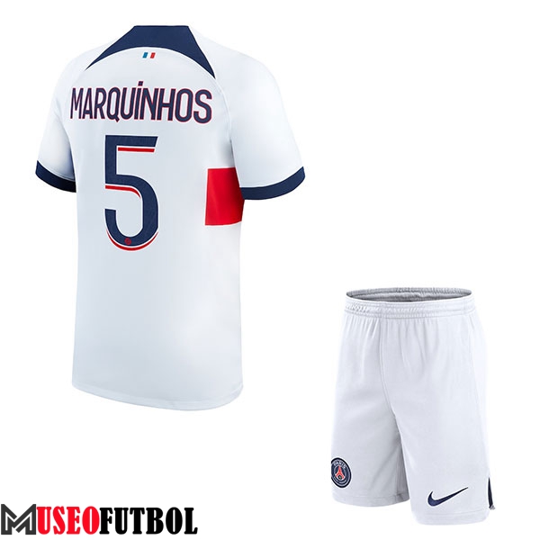 Camisetas De Futbol PSG (MARQUINHOS #5) Ninos 2023/2024 Segunda