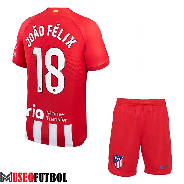 Camisetas De Futbol Atletico Madrid (JOÃO FÉLIX #18) Ninos 2023/2024 Primera