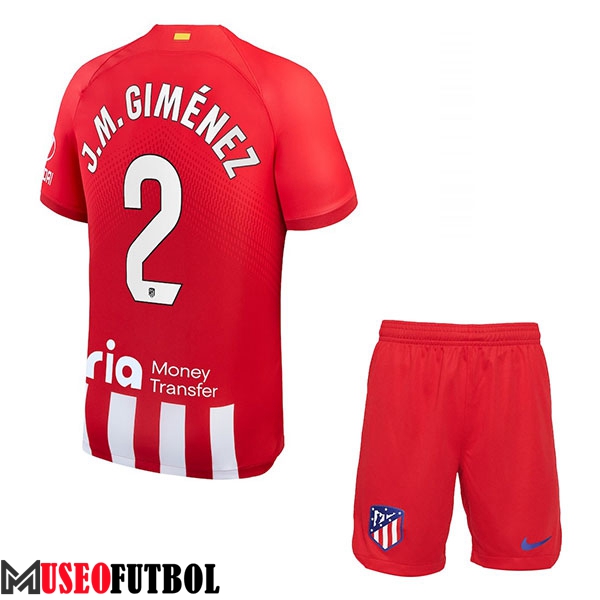 Camisetas De Futbol Atletico Madrid (J.M. GIMÉNEZ #2) Ninos 2023/2024 Primera