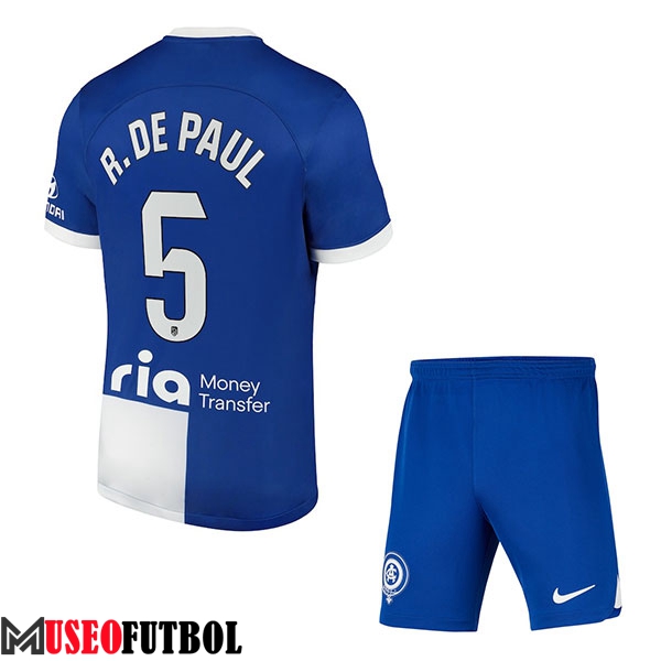 Camisetas De Futbol Atletico Madrid (R. DE PAUL #5) Ninos 2023/2024 Segunda