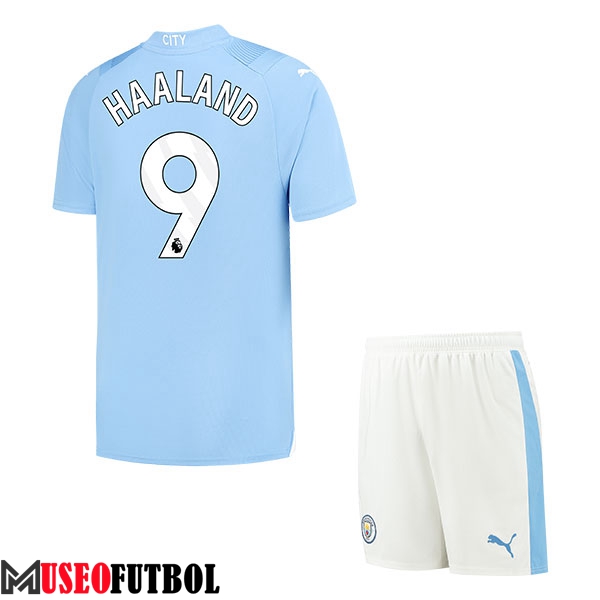 Camisetas De Futbol Manchester City (HAALAND #9) Ninos 2023/2024 Primera