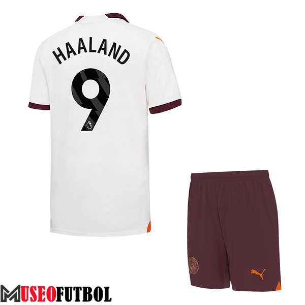 Camisetas De Futbol Manchester City (HAALAND #9) Ninos 2023/2024 Segunda