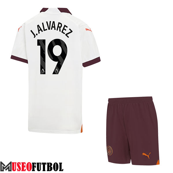 Camisetas De Futbol Manchester City (J.LVAREZ #19) Ninos 2023/2024 Segunda