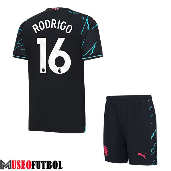 Camisetas De Futbol Manchester City (RODRIGO #16) Ninos 2023/2024 Tercera