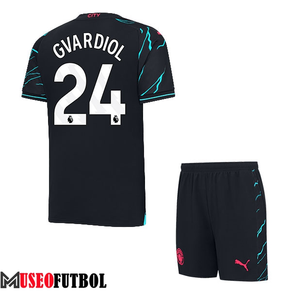 Camisetas De Futbol Manchester City (GVARDIOL #24) Ninos 2023/2024 Tercera