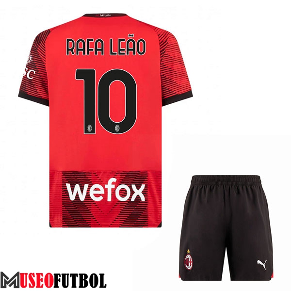 Camisetas De Futbol AC Milan (RAFAEL LEÃO #10) Ninos 2023/2024 Primera