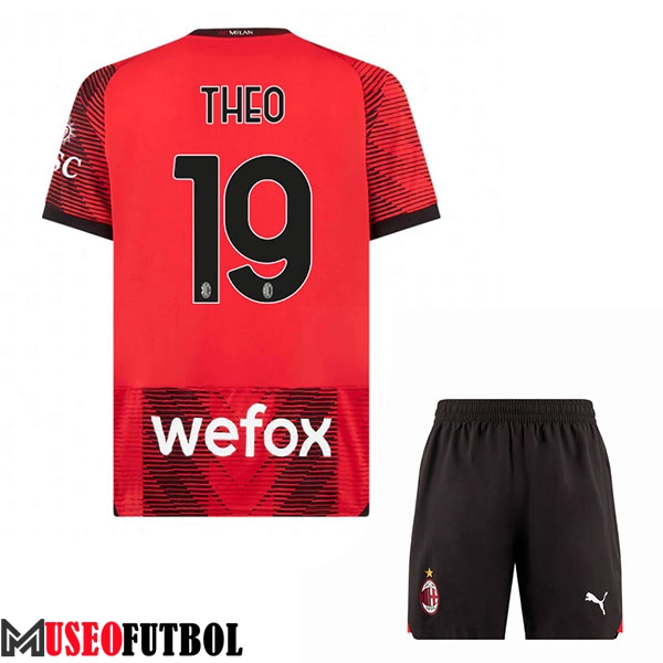 Camisetas De Futbol AC Milan (THEO #19) Ninos 2023/2024 Primera