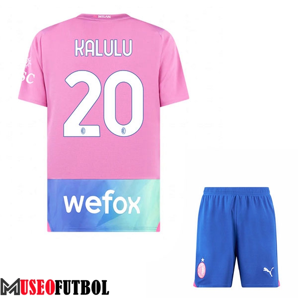 Camisetas De Futbol AC Milan (KALULU #20) Ninos 2023/2024 Tercera