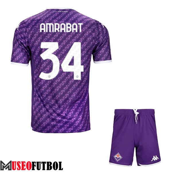 Camisetas De Futbol ACF Fiorentina (AMRABAT #34) Ninos 2023/2024 Primera